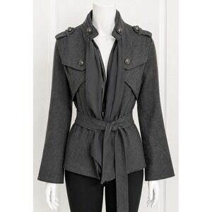 RYU: ANTHROPOLOGY Women's Wool Long Sleeve Jacket Coat High Fashion Large Gray